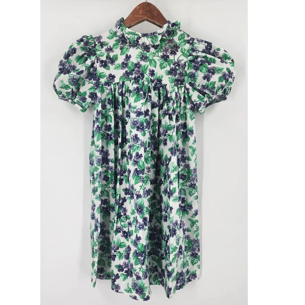Girls Vintage Floral Dress Size 6 Made In USA A Time To‎ Remember 100% Cotton